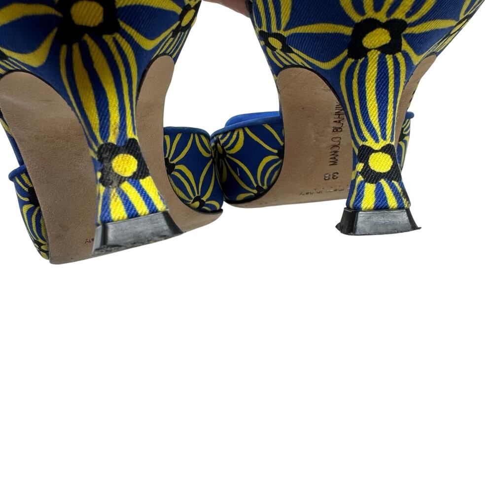 Manolo Blahnik Maysale Floral Print Buckle Kitten Heel Mule EU 38 US 8 - Picture 8 of 8